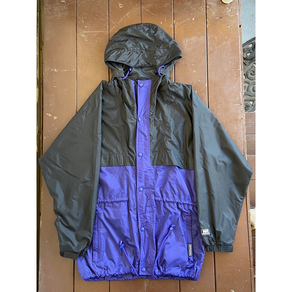 VIntage Helly Hanson‎ Mens Black/Blue Packable Rain Jacket Size M